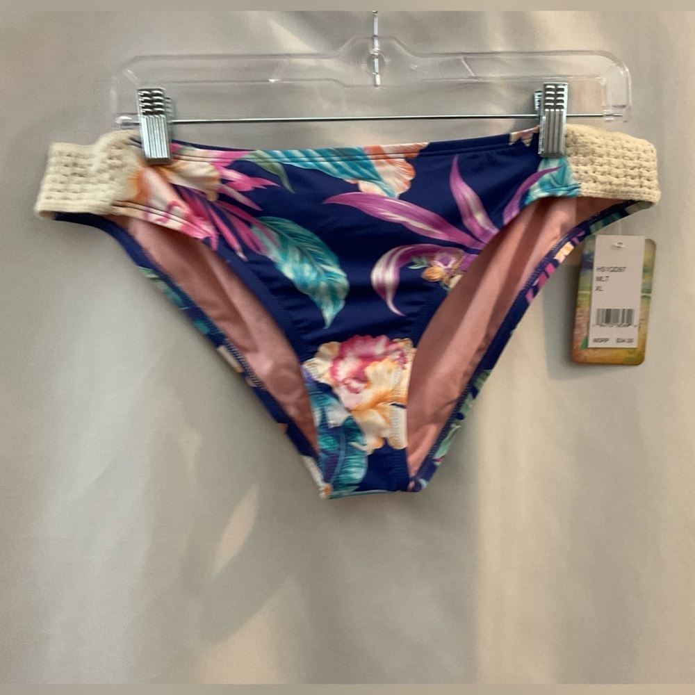 Hobie Bikini Swim Bottom Blue Floral XL
